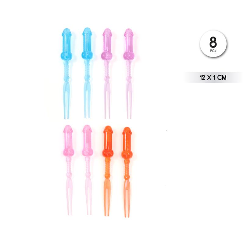 Pinchos Forma Pene Colores 8 unidades