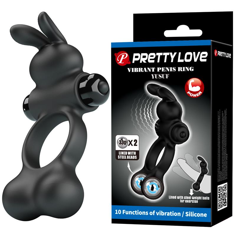 Yusuf Anillo para el Pene con Bolas de Metal 2x33gr