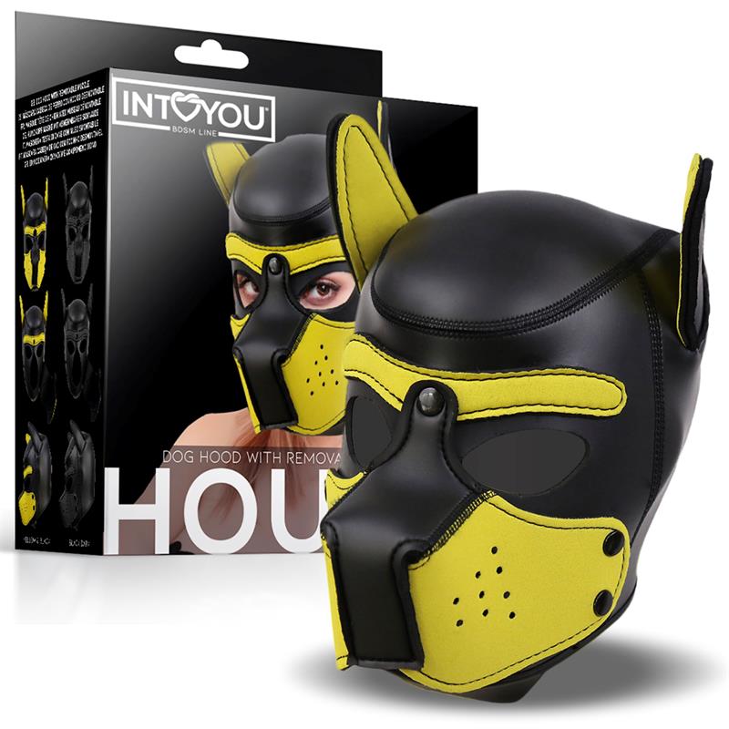 Hound Mascara de Perro Neopreno Hocico Extraible Negro Amarillo Talla Unica