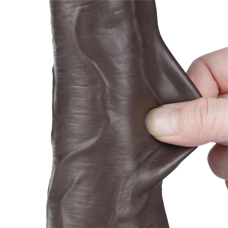 Dildo Dual Density Piel Deslizante Retractil 85